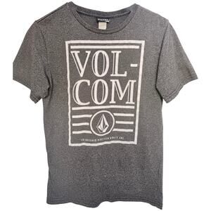 Volcom Graphic T Shirt Womens Small Gray Logo Casual Tee